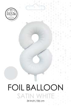 XXL Folienballon Zahl 8 Satin Weiß